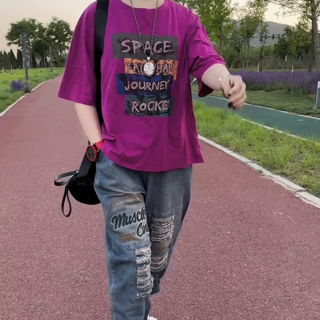 【空间】时尚休闲百搭减龄套装女印花刺绣工艺俩件套