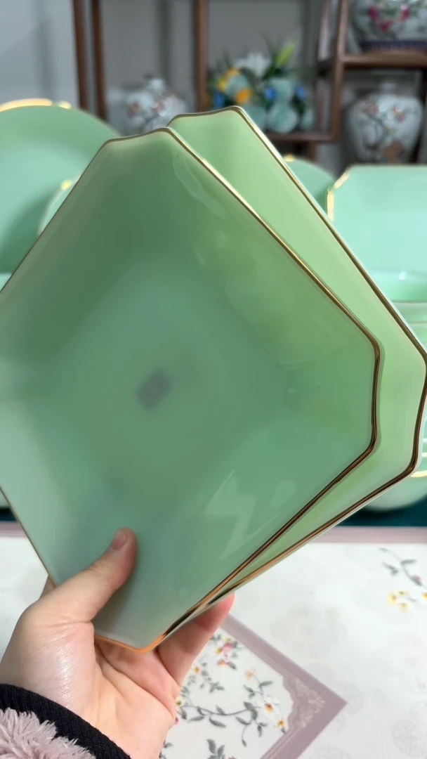 硬质细瓷7.5英寸玉瓷方盘2个【贝美】