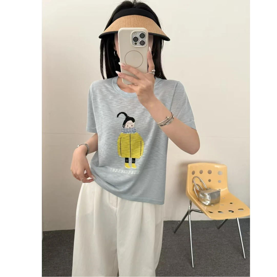 C106【线下同款】16针竹节~高定版！夏季短袖女针织衫清