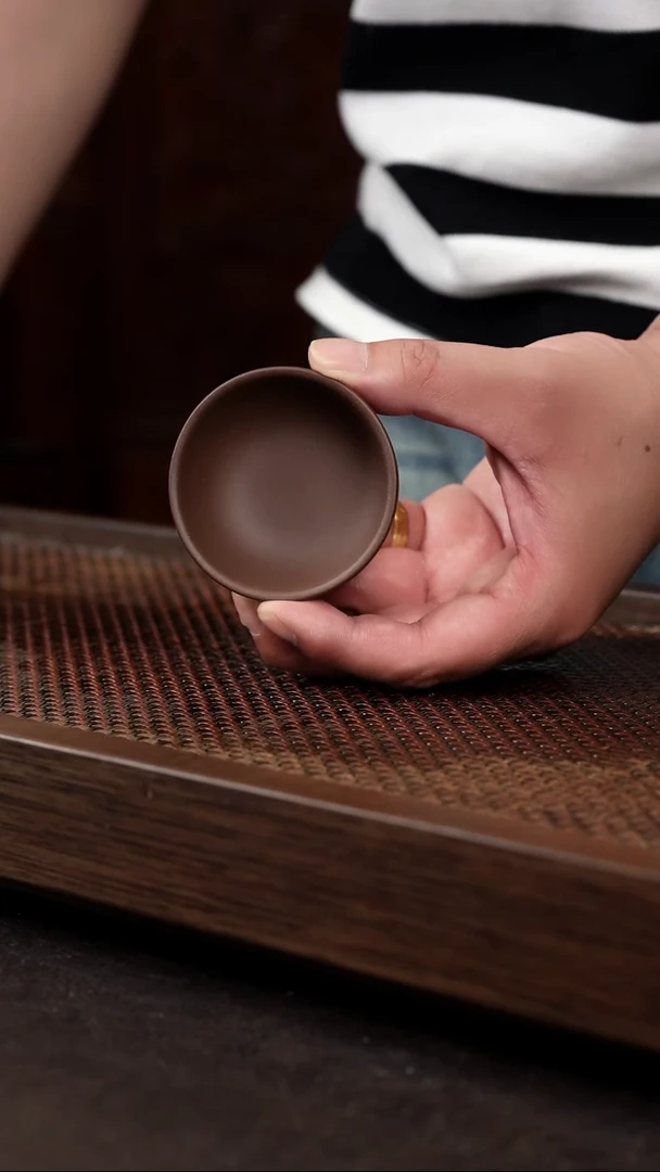 茶壶紫砂紫泥小圆杯两只