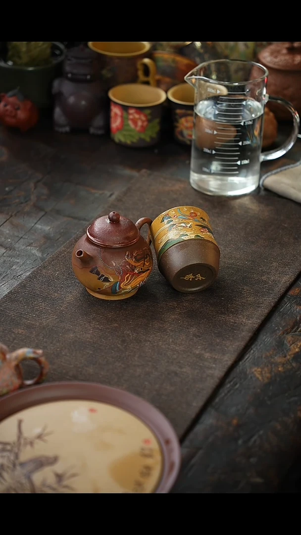  敦煌飞天系列紫砂壶+杯123213