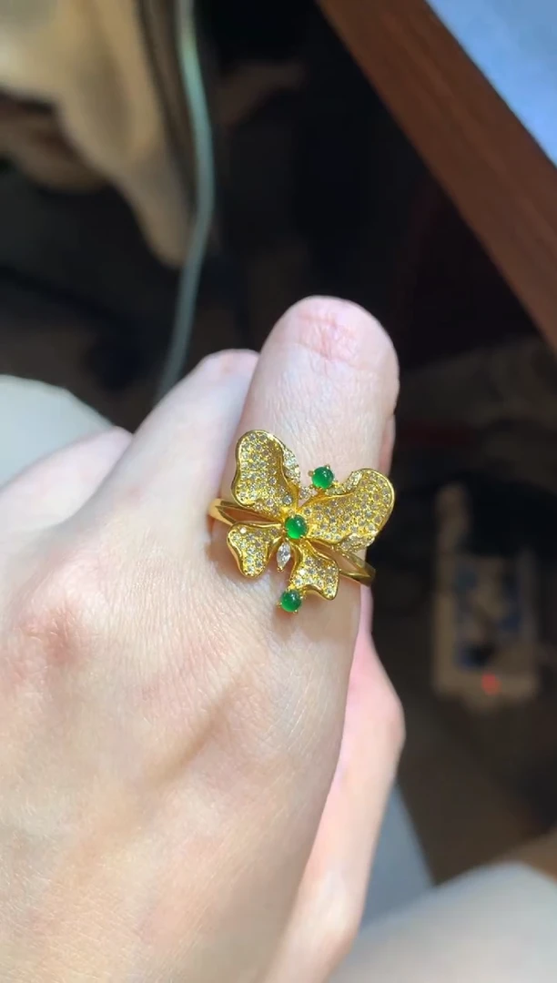 银S925镶嵌戒指翡翠14-戒指（多样性发货一件