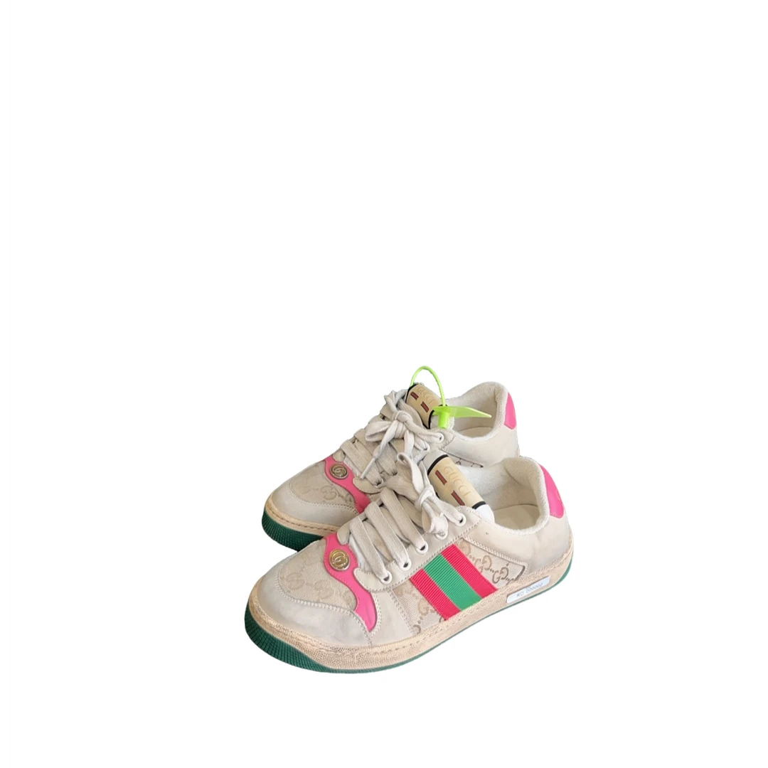 95新 GUCCI/古驰 粉绿脏脏鞋 37码d3762