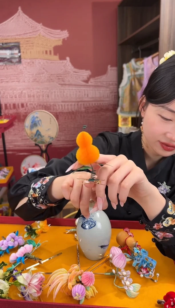 【闪购商品】刺绣非遗绒花（发饰）