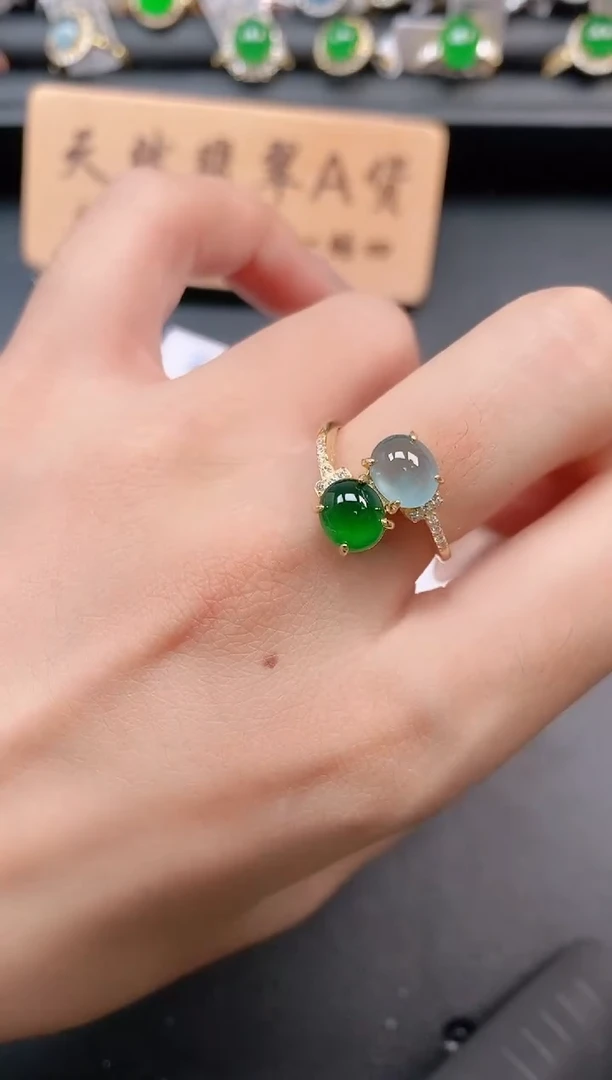 银S925镶嵌戒指翡翠111