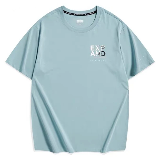 【*步】A005字母印花士灰蓝色T恤 春夏新品