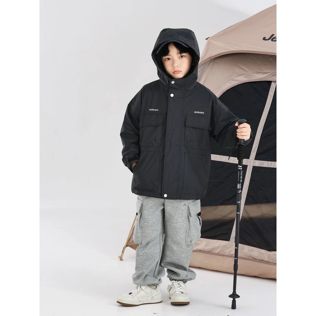 儿童冲锋衣春款男童外套亲子款户外登山5222