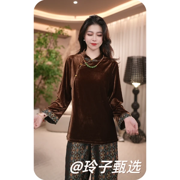 玲子自制（江南意）原版！新中式国风气质高定宽松人丝拼接上衣