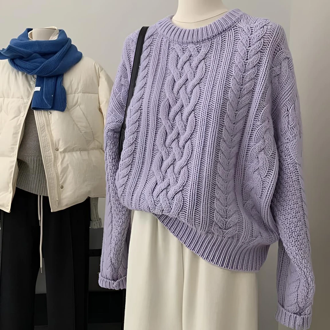 【淘屁屁】高品质尾货孤品秋冬时尚大版慵懒百搭毛衣开衫休闲女士