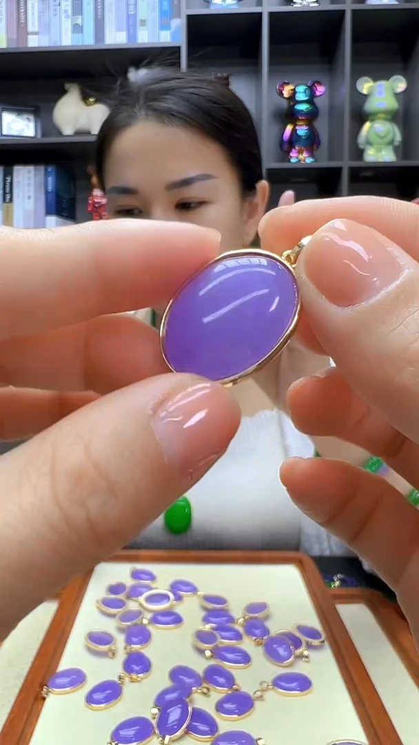 翡翠14K金镶嵌颈饰沉白diy劲饰