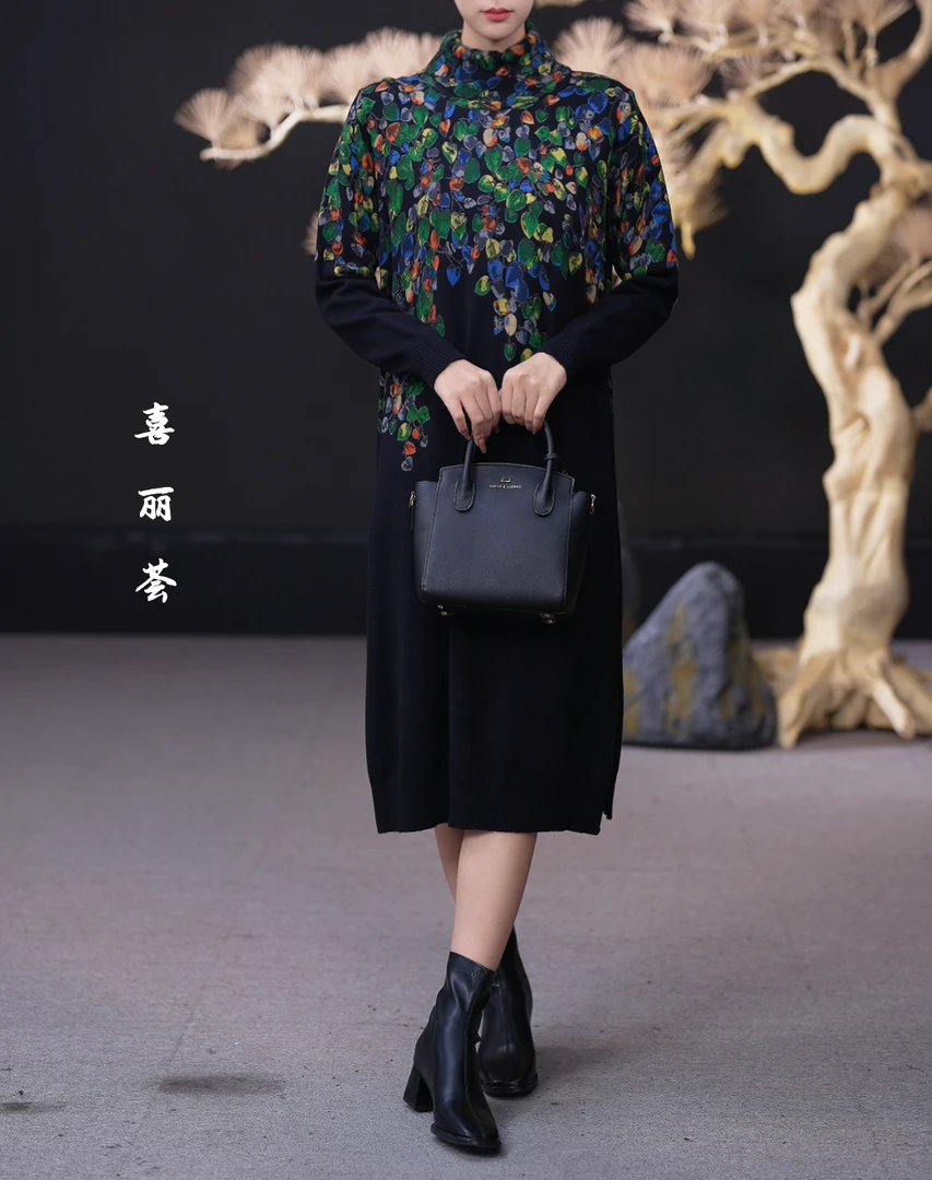 XILIHUI/喜丽荟轻奢气质时尚修身显瘦设计款高档连衣裙 2217