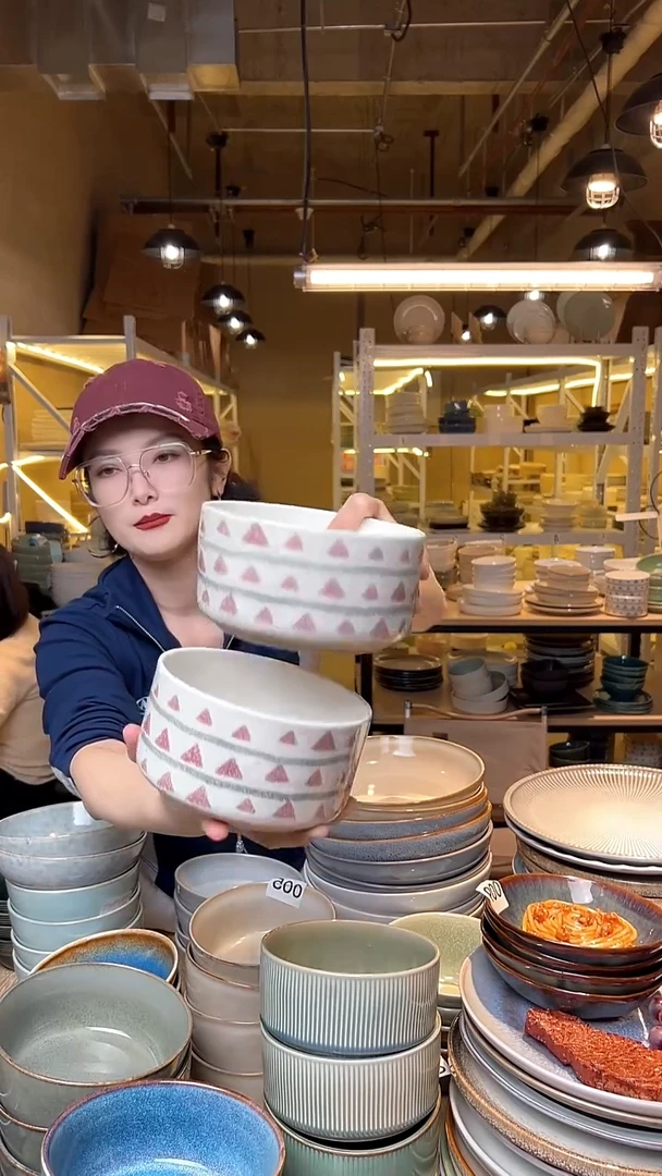 瓷54外贸尾货高温釉下彩陶瓷餐具默认微瑕