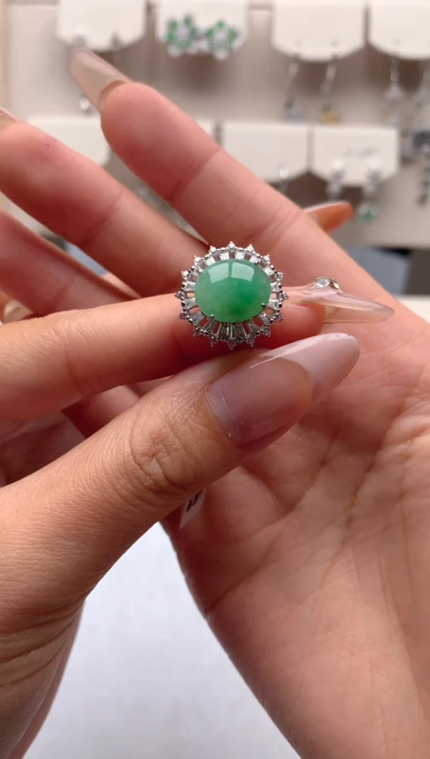 【闪购商品】翡翠戒指银S925镶嵌3号