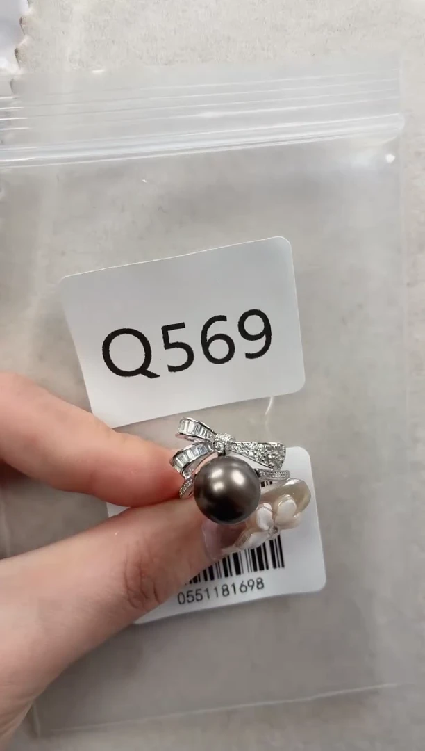 银S925镶嵌戒指海水珍珠q569
