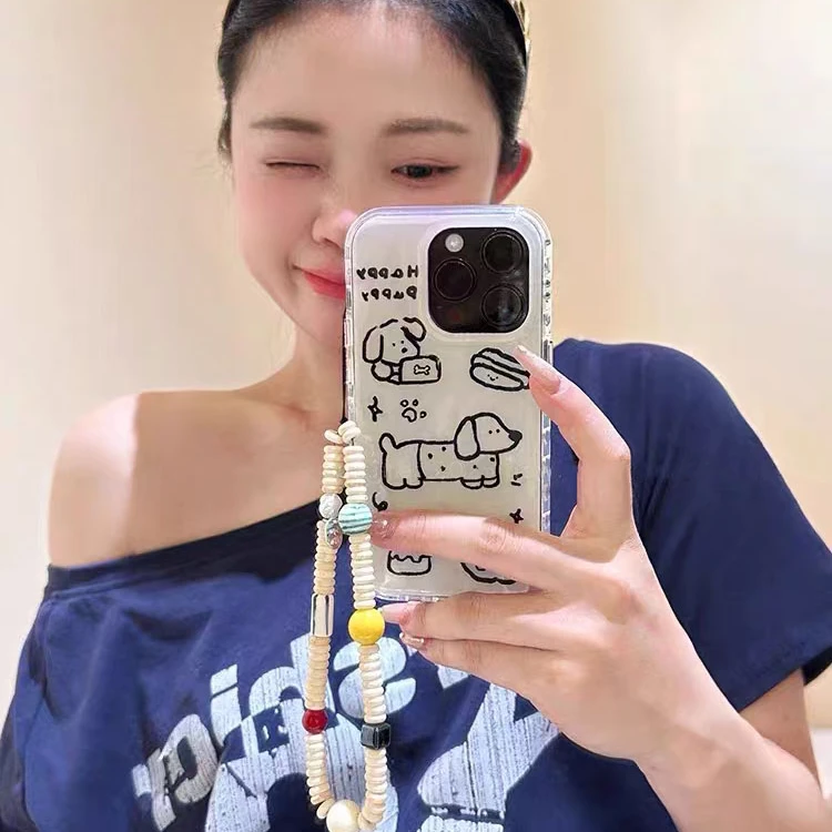 简约线条腊肠狗适用于苹果16promax女壳VIVO华为OPPO小米15一加壳