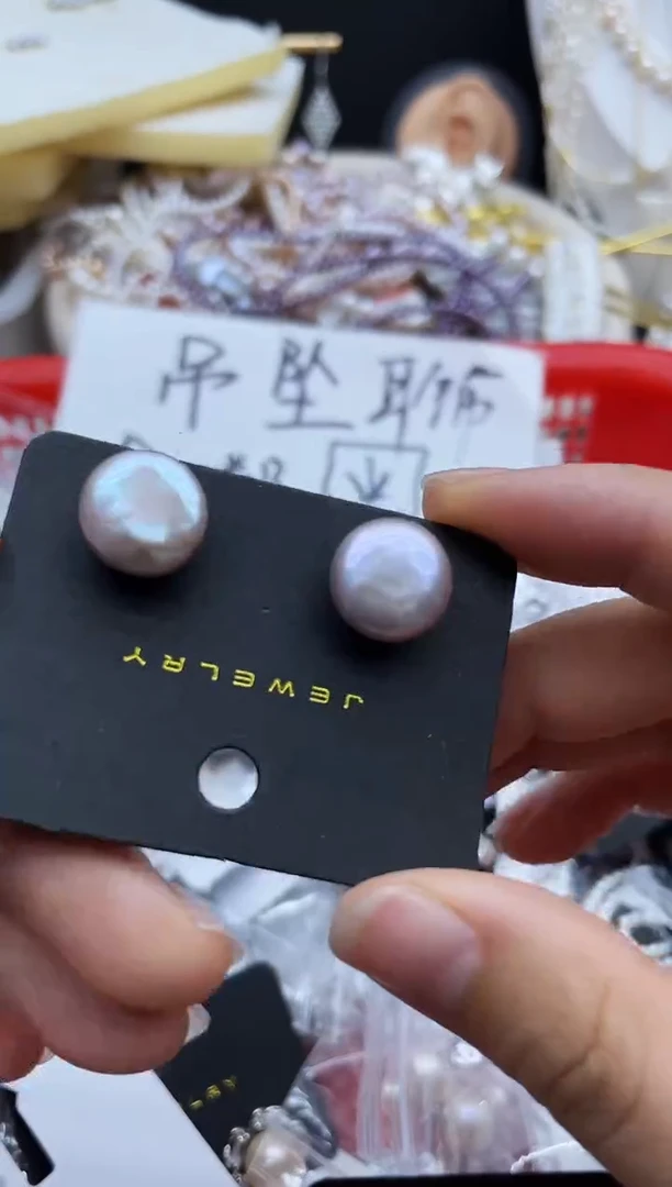 银S925镶嵌耳饰淡水珍珠耳环