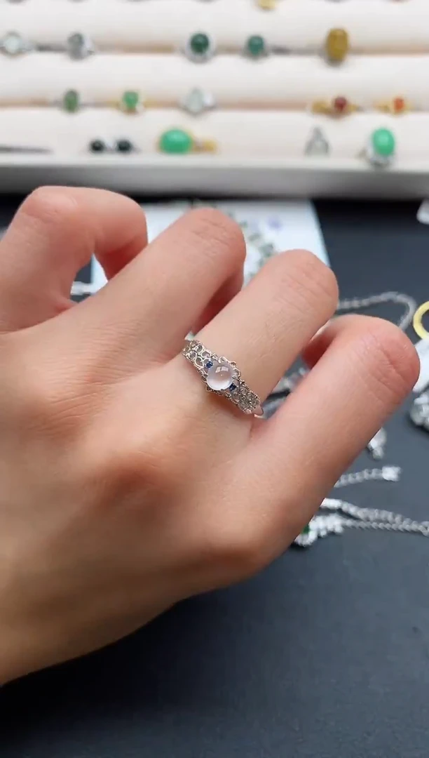 银S925镶嵌戒指翡翠555555+9