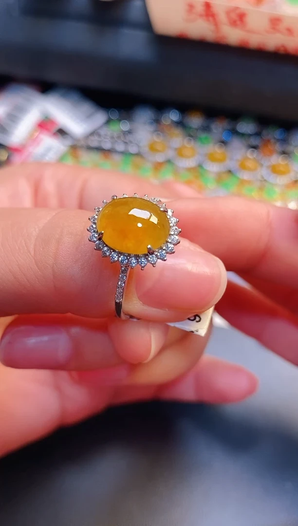 银S925镶嵌戒指翡翠天然