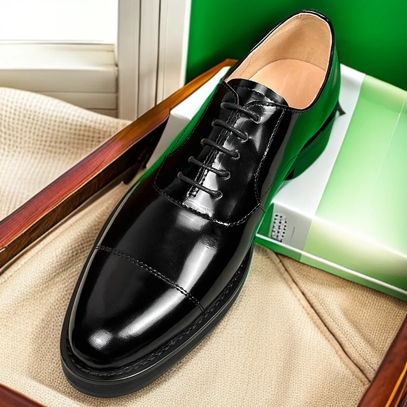 日本T29B商务正装皮鞋男士夏季内增高8cm尖头通勤三接头牛津男鞋