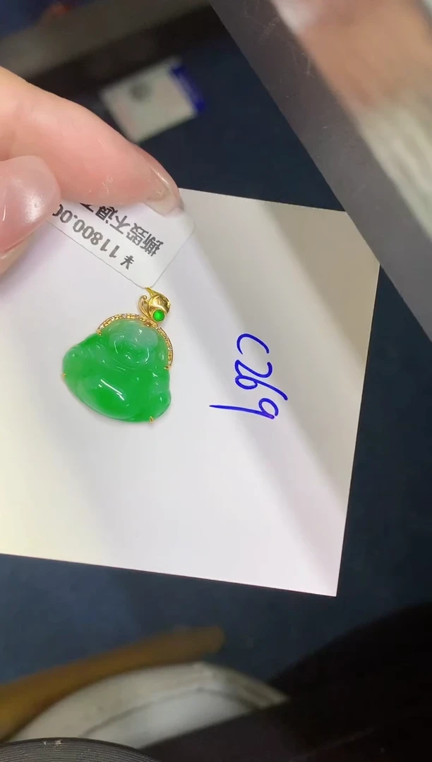 翡翠18K金镶嵌颈饰00000000000