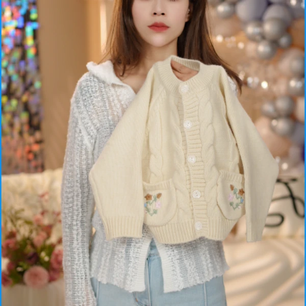 【现货】2025春款儿童针织开衫女童毛衣百搭春季可爱甜美网红洋气