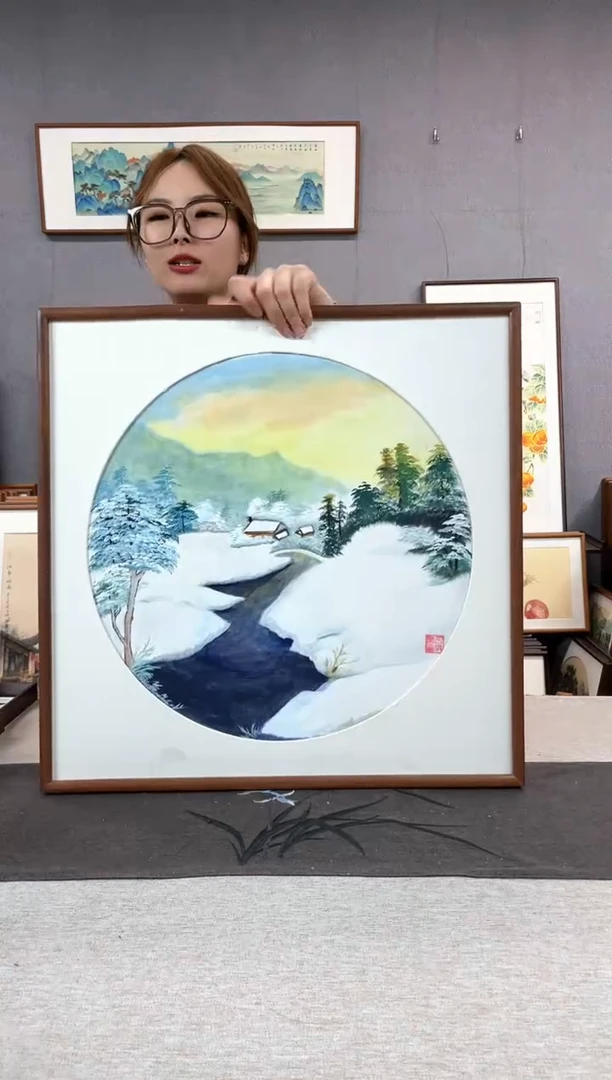 【闪购商品】国画手写手绘带框作品-52*52-