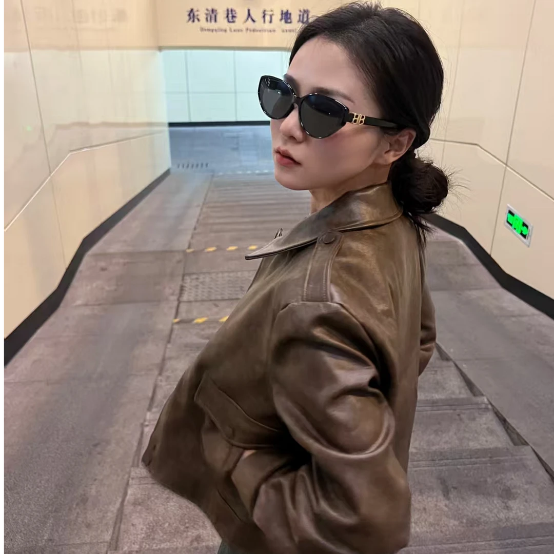 Double B猫眼小框墨镜2025新款简约高级感气质街拍时尚复古个性