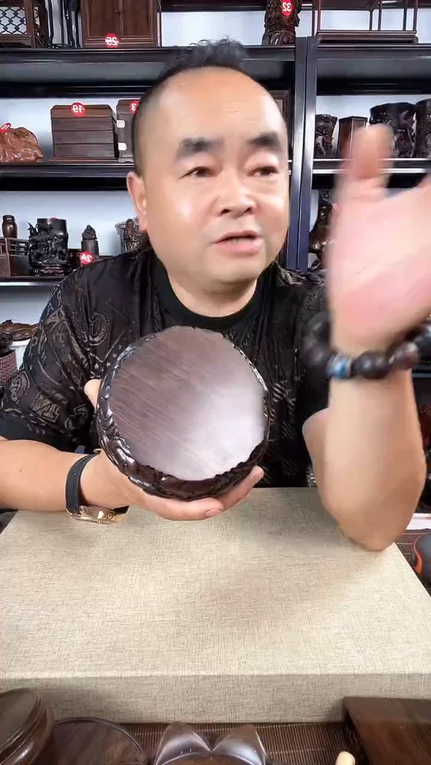 木云纹圆老李红木工艺品