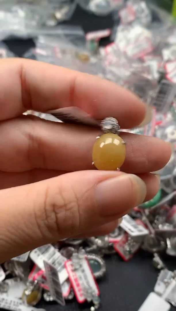 银S925镶嵌戒指翡翠天然A货缅甸翡翠