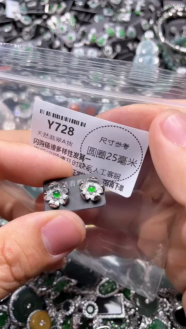 翡翠未镶嵌颈饰Y728耳钉