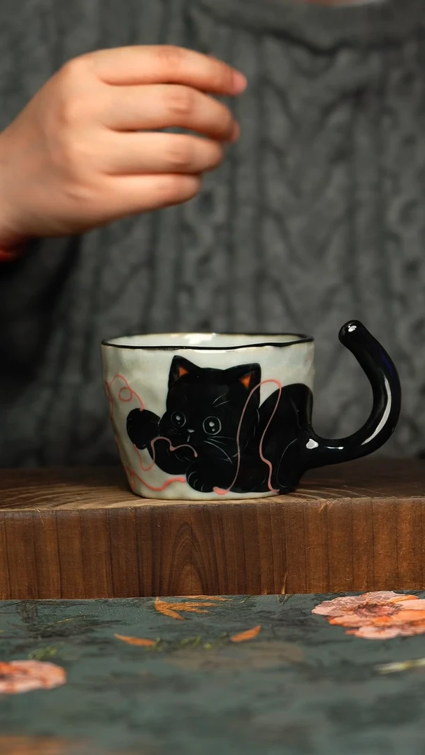 杯釉下彩手工手绘同款陶器