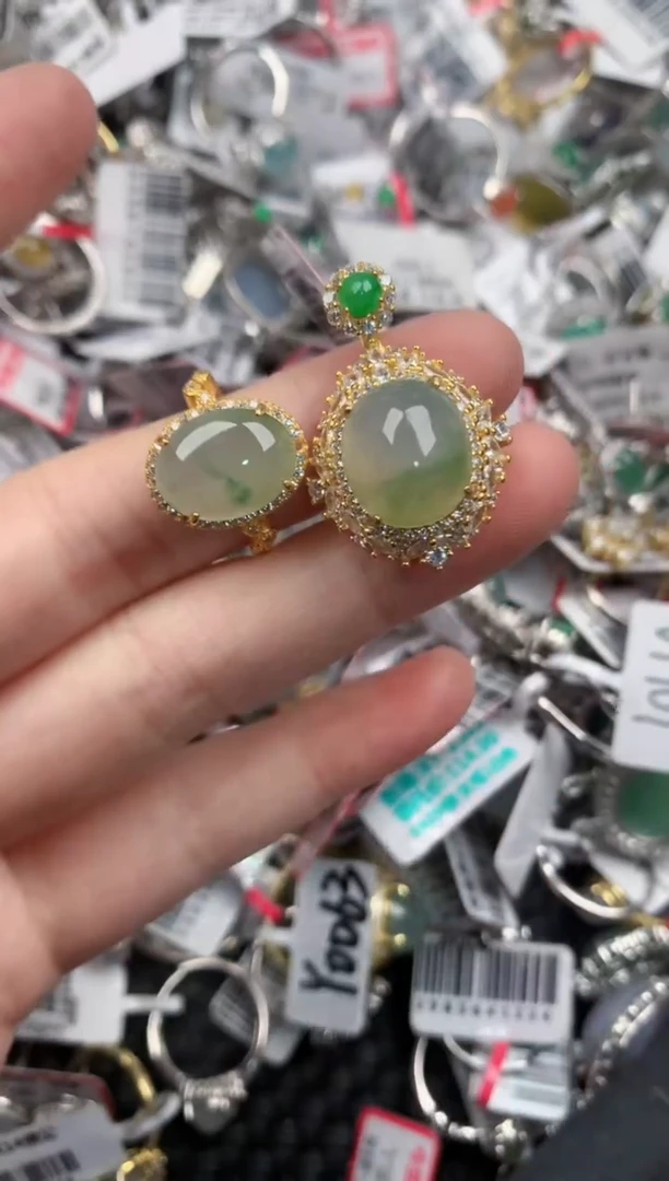 银S925镶嵌戒指翡翠55 5      7