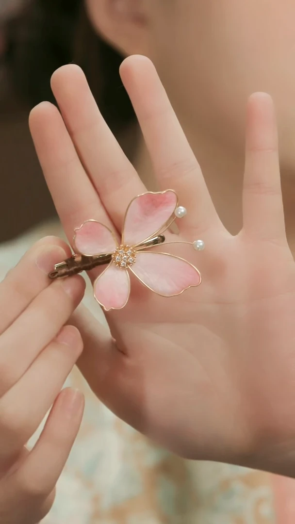 刺绣湘传礼纯手工发夹