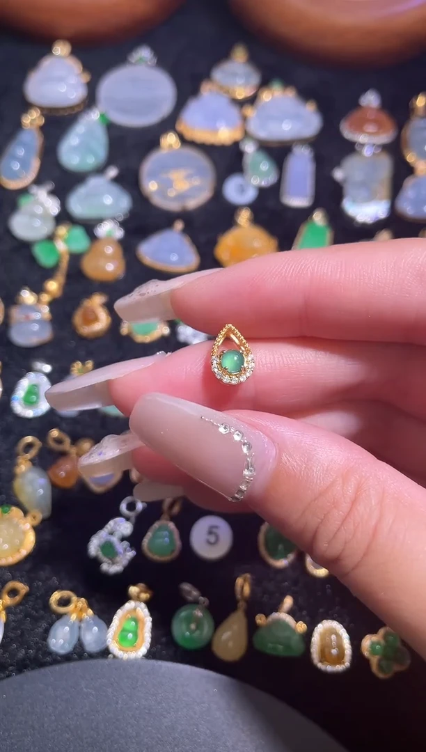 吊坠(不含链)银S925镶嵌翡翠天然a货翡翠