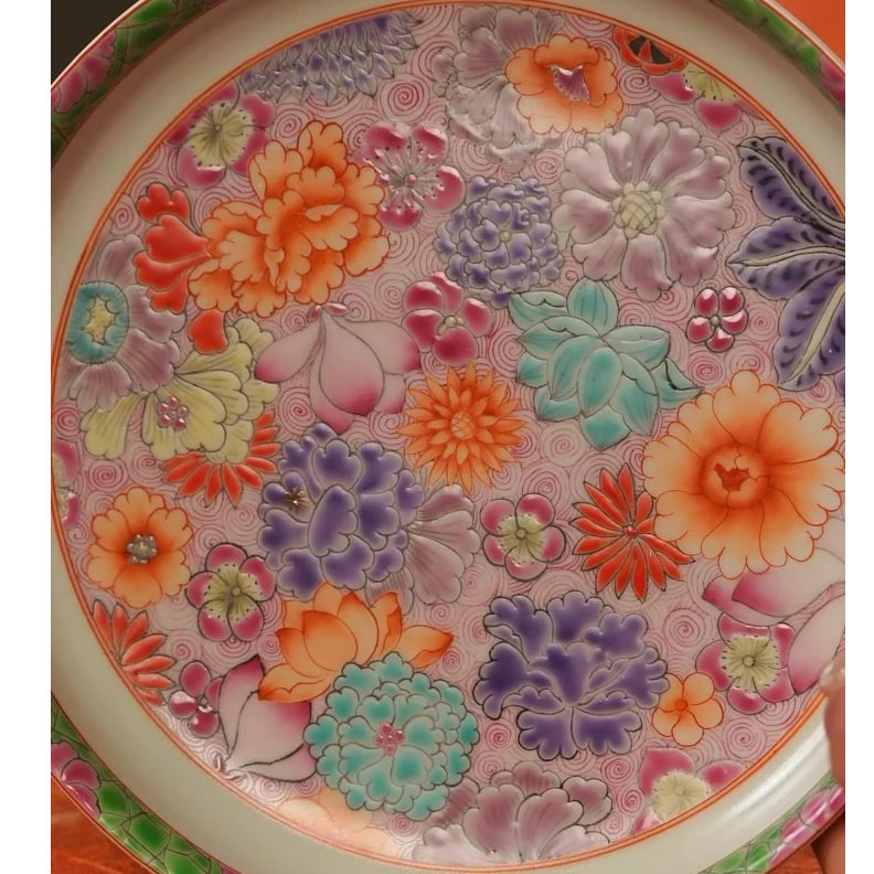 雨溪山房/红绿彩花绘壶承茶盘