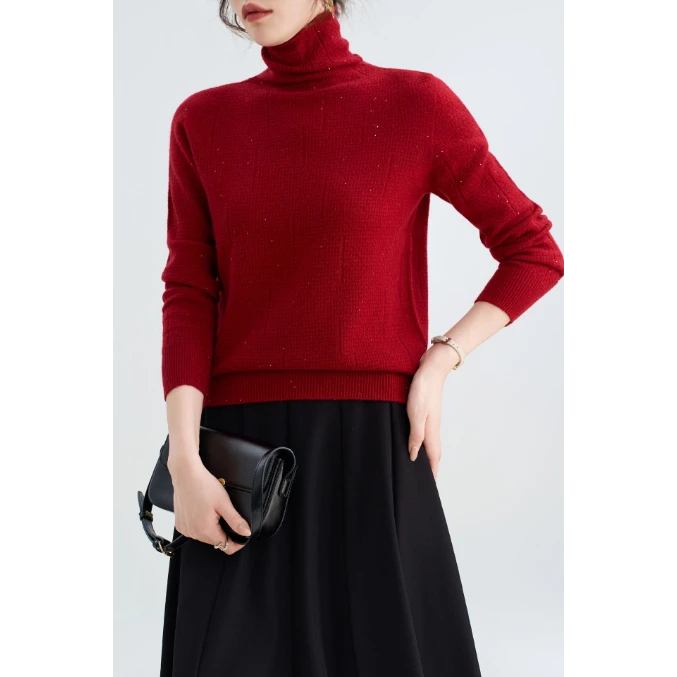 100%绵羊毛高领时尚气质女式羊毛衫24DAK1158