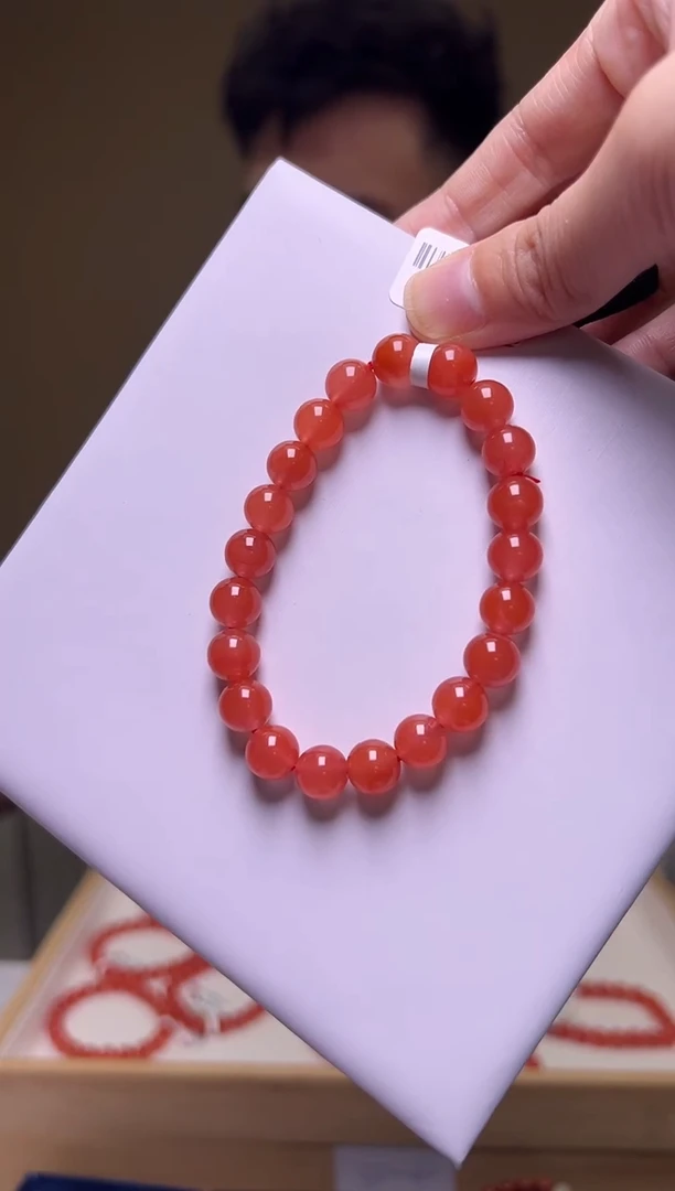 未镶嵌8mm南红玛瑙保山河湾冰红圆珠手串樱桃红