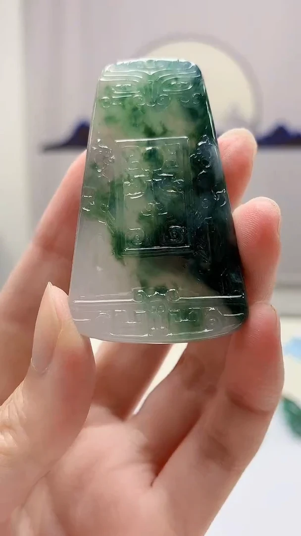 定制翡翠未镶嵌4898zm-毛货挂件仿古牌164