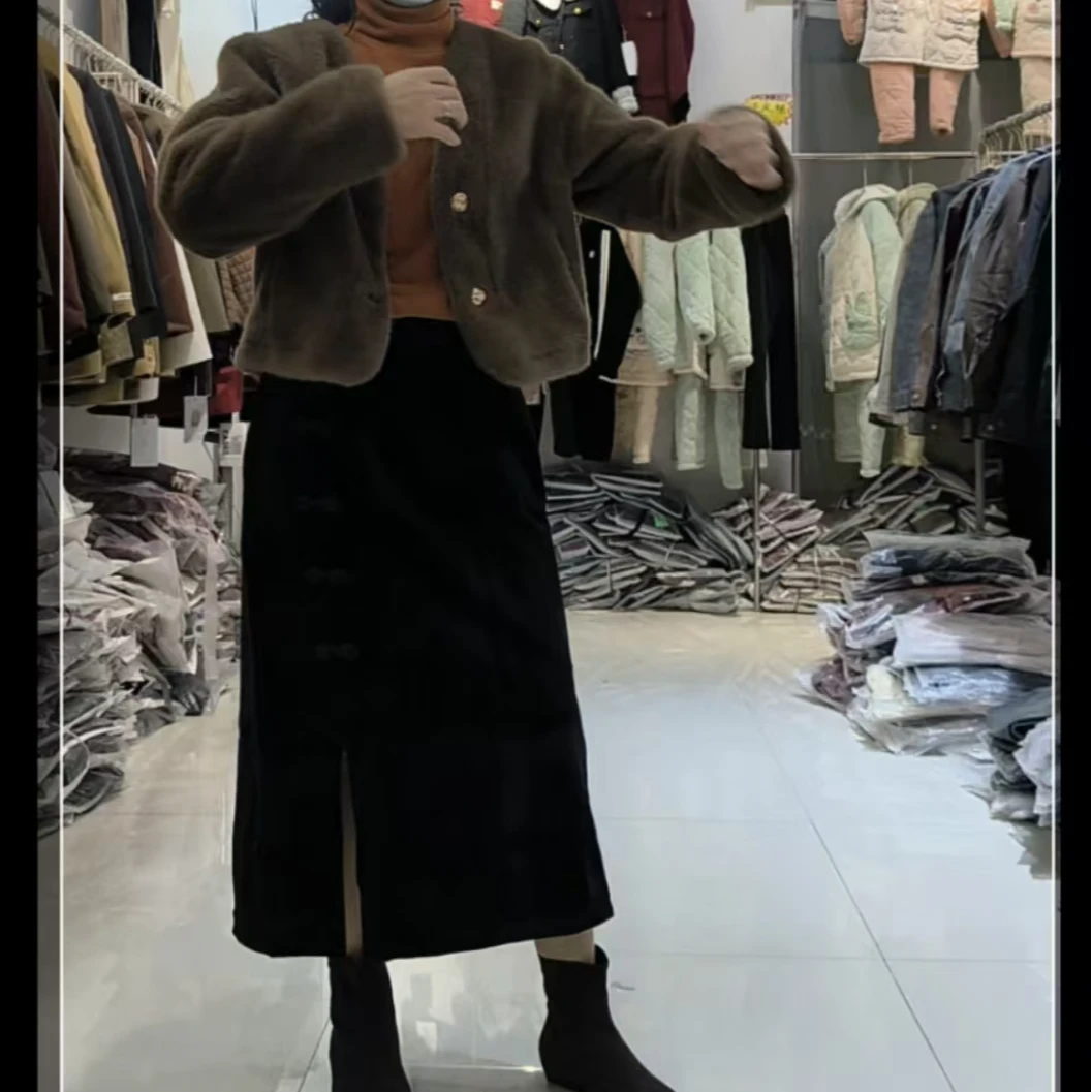 8007#半身裙小香风显瘦气质网红时尚金丝秋冬休闲