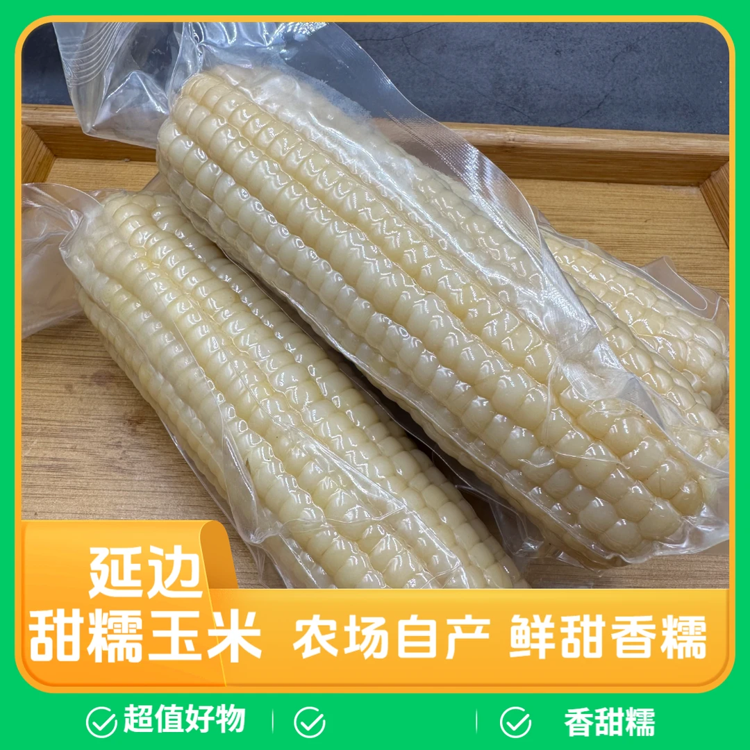 2024头茬新鲜东北白糯玉米260g8棒支真空锁鲜装粘糯白苞米现摘