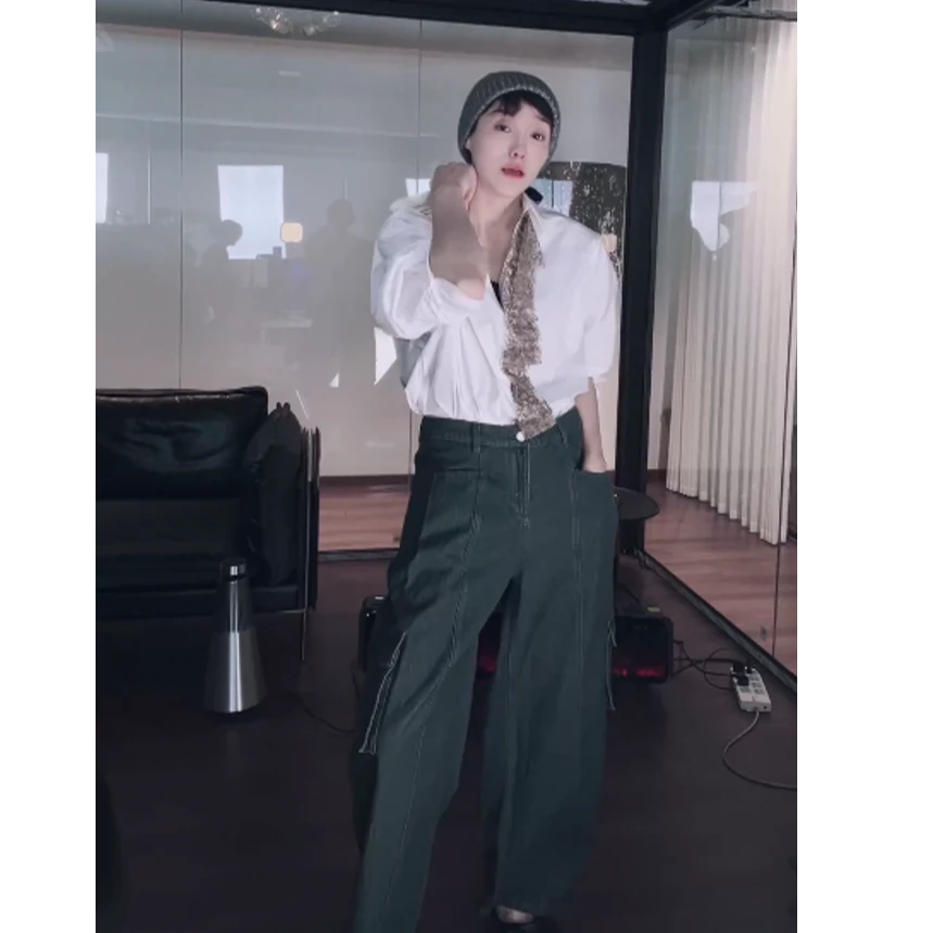 土耳其 进口牛仔 灰绿色 牛仔裤 K0745