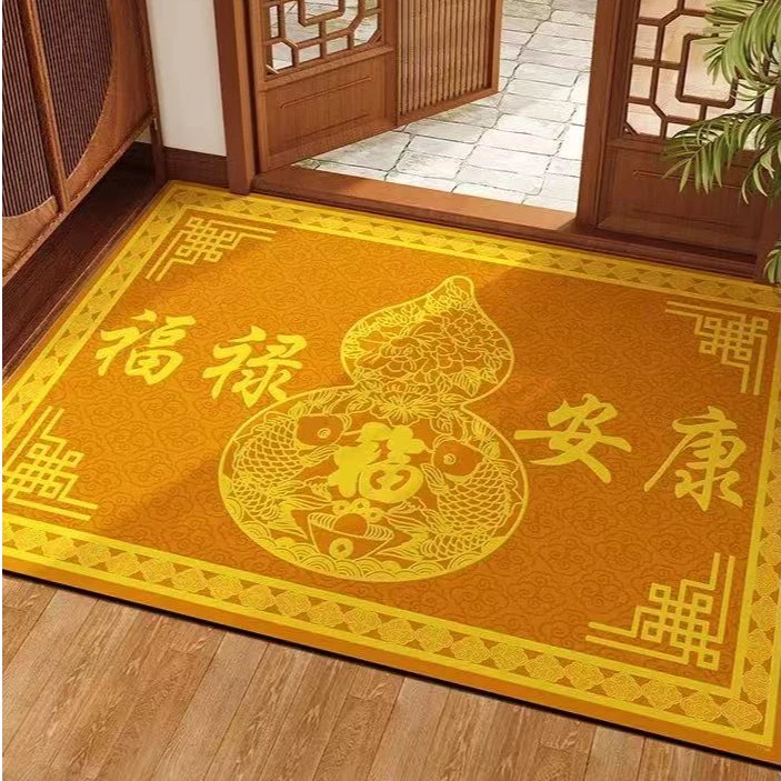 硅藻泥金色风水招财入户门地垫进门口玄关蹭土除尘耐磨可裁剪