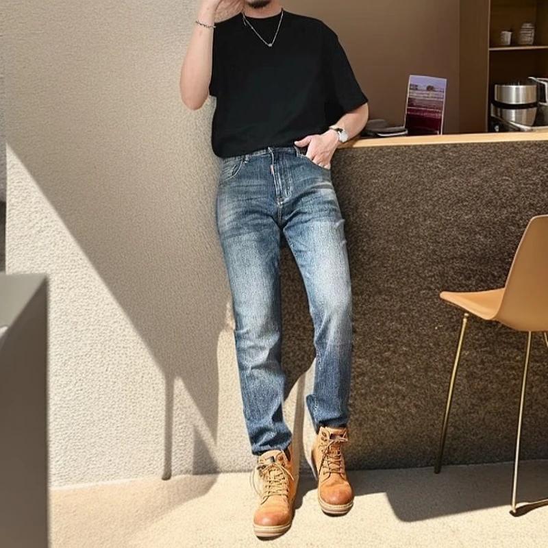 七万男装牛仔裤重工水洗大牛过款链接1-200修身直筒时尚休闲百搭