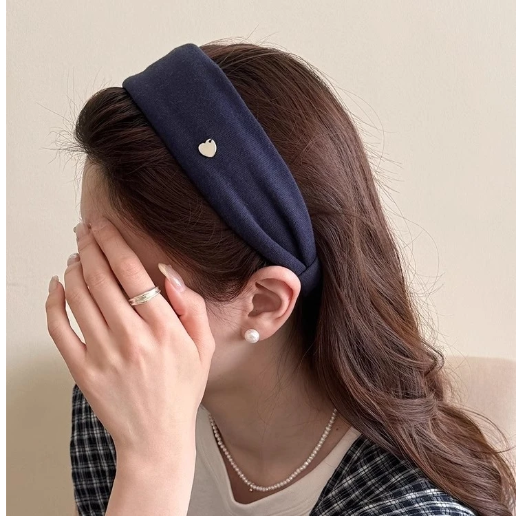 美式复古高颅顶爱心发箍女日常外戴宽版洗脸头箍气质压发发带头饰