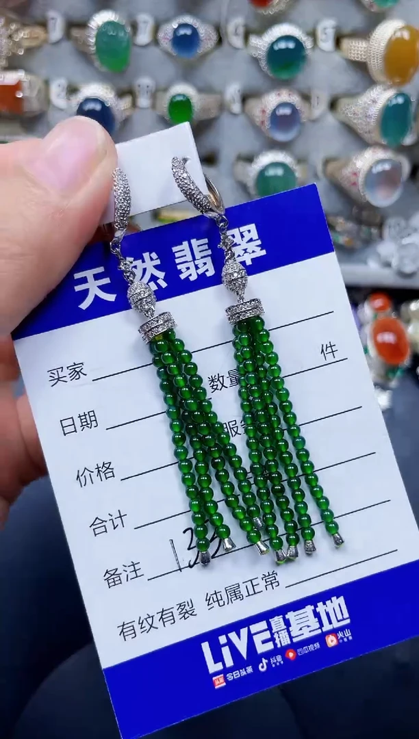 银S925镶嵌翡翠耳饰133