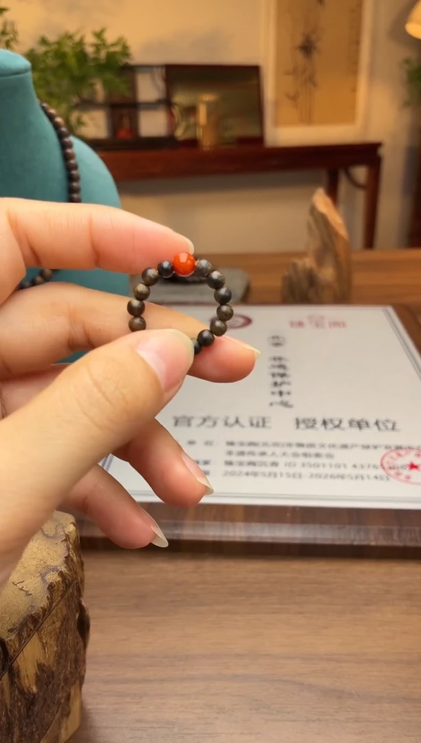 沉香沉香碎屑白棋戒指