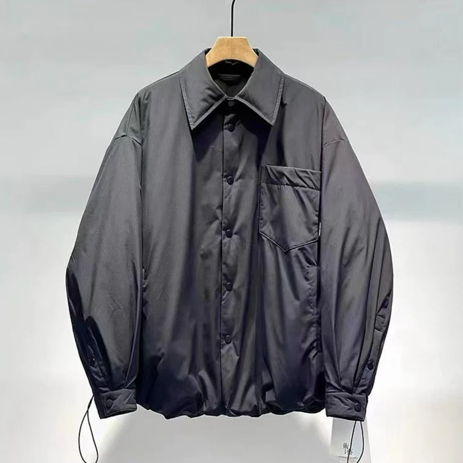 冬季阔型极简日系翻领衬衫夹克外套9886