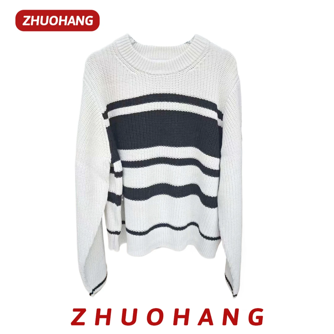 ZHUOHANG—女士针织长袖衫宽松提花小香风气质时尚休闲秋季