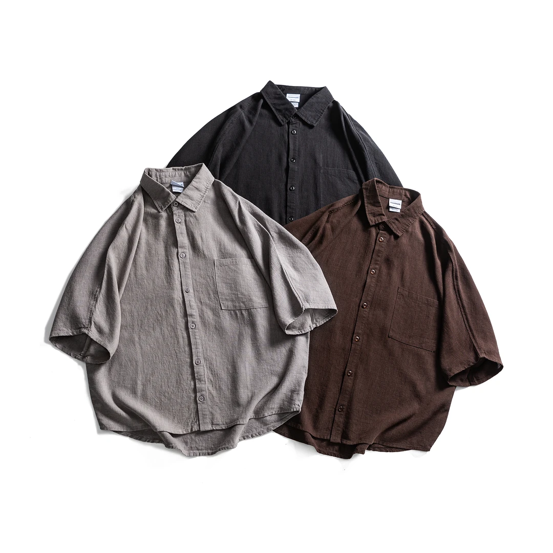 【蝙蝠袖衬衫】复古老钱风苎麻天丝慵懒风潮流休闲百搭宽松纯色衬衫