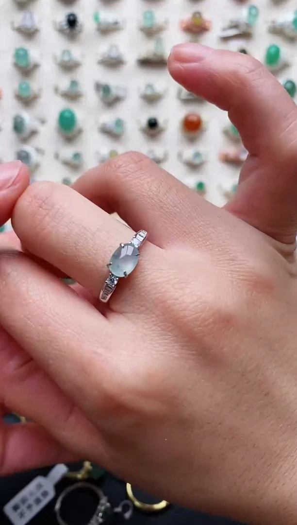 【闪购商品】翡翠戒指银S925镶嵌天然翡翠111  10+